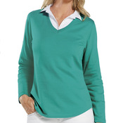 LA T Ladies Lightweight French Terry V-Neck Pullover